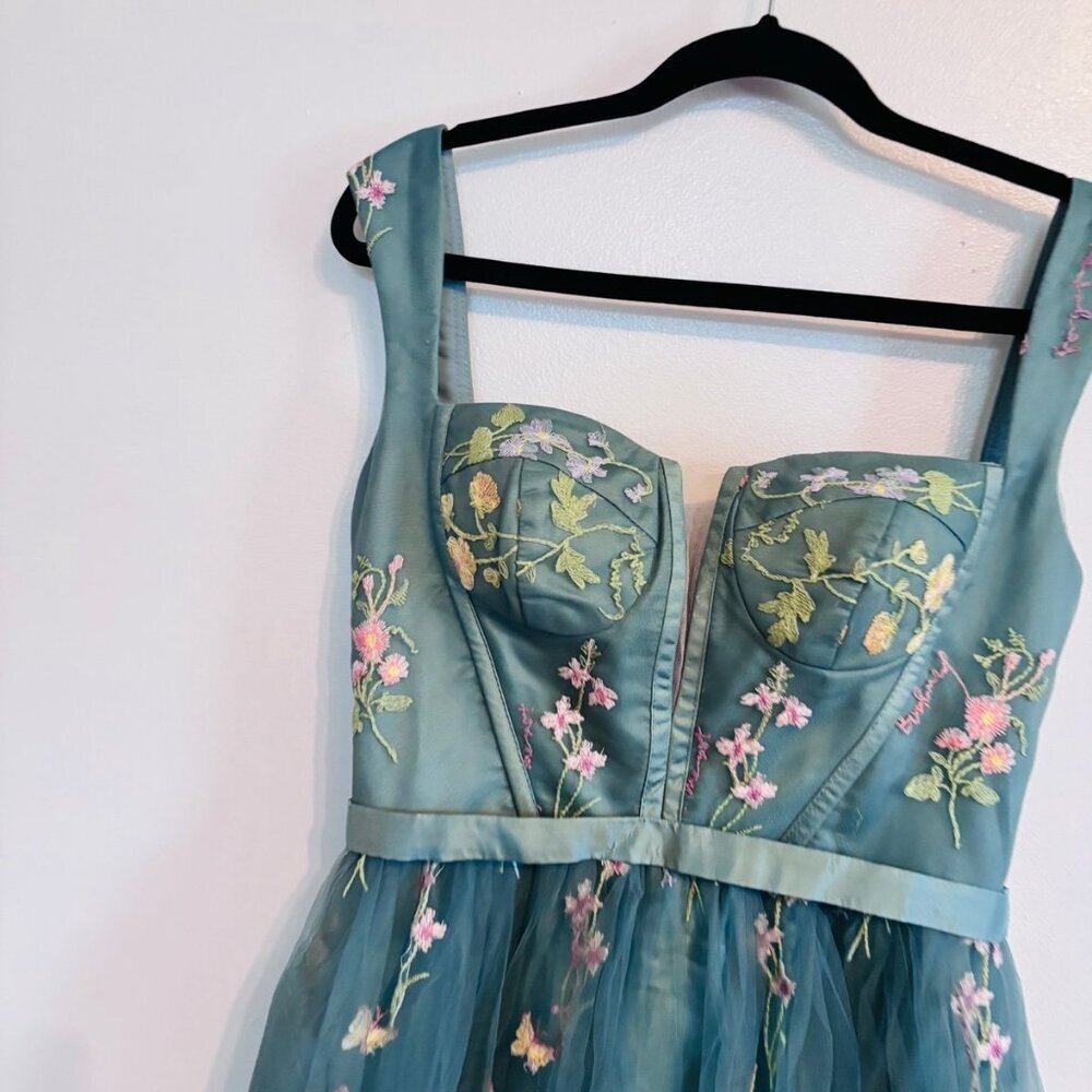 NWT Flower Embroidery Tulle Prom Dresses Tea Length - Picture 4 of 7